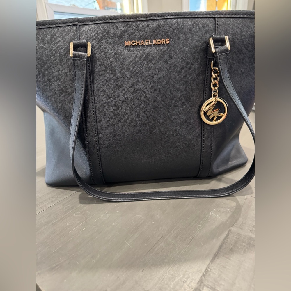 Michael Kors Black Tote with Gold Accents